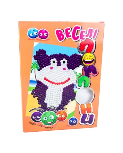 Набір для творчості «Веселі помпони. Бегемот», у коробці 30х22х1,5 см, ТМ Strateg