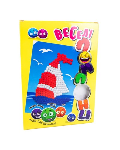 Набір для творчості «Веселі помпони. Кораблик», у коробці 30х22х1,5 см, ТМ Strateg