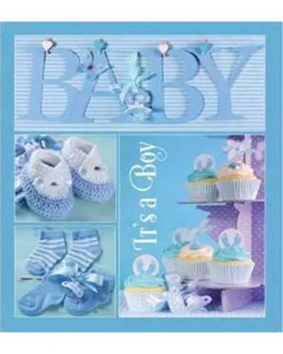 Фотоальбом для новонародженних «Baby collage Blue» на 56 фото 10х15 см з обкладинкою з ламінованого картону, 22х22 см