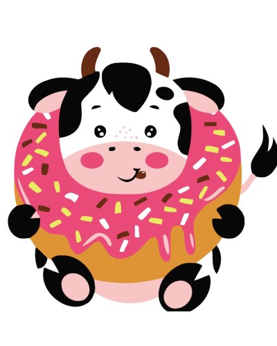Картина за номерами «Корова з пончиком» 20х20 см, ТМ Strateg