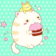 Картина за номерами «Кіт із кроликом» 20х20 см, ТМ Strateg