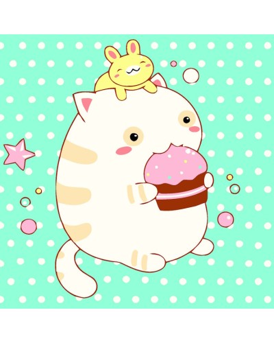 Картина за номерами «Кіт із кроликом» 20х20 см, ТМ Strateg