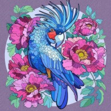 Картина за номерами «Папуга у квітах» 30х30 см, ТМ Strateg
