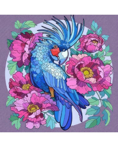 Картина за номерами «Папуга у квітах» 30х30 см, ТМ Strateg