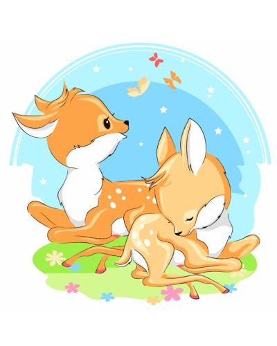 Картина за номерами «Сімейство оленят» 30х30 см, ТМ Strateg