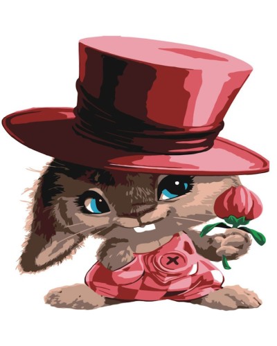 Картина за номерами «Зайченя в капелюсі» 30х30 см, ТМ Strateg