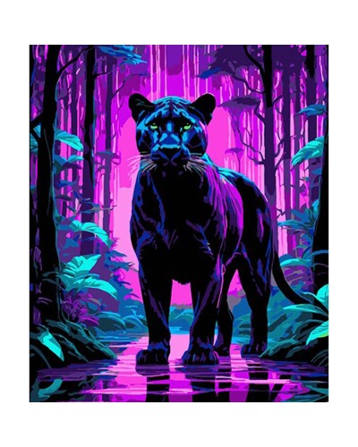 Картина за номерами «Пантера серед фіолетових тропіків» 30х40 см, ТМ Strateg