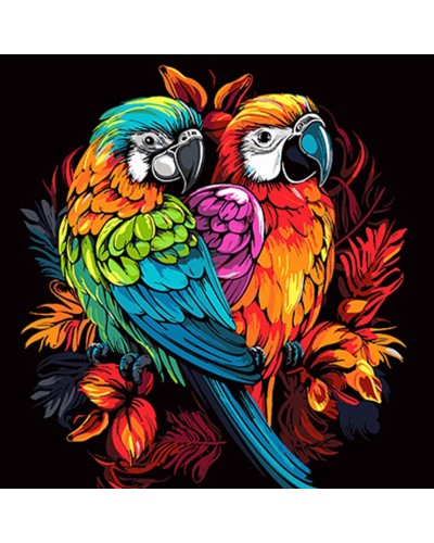 Картина за номерами «Папуги в квітковому поп-арті» 40х40 см, ТМ Strateg