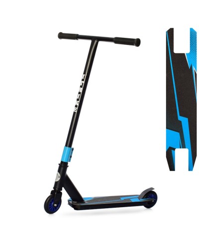 Самокат «ITrike» трюковий 84х46х14,5 см, рама алюмній+сталь з колесами PU діаметром 10 см та підніжкою 32х10 см, чорно-синій
