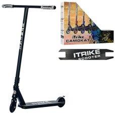 Самокат «ITrike» трюковий 89 см, рама алюмній+сталь з колесами PU діаметром 10 см, підніжкою 36х11 см, чорний