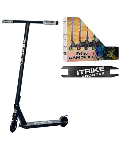 Самокат «ITrike» трюковий 89 см, рама алюмній+сталь з колесами PU діаметром 10 см, підніжкою 36х11 см, чорний