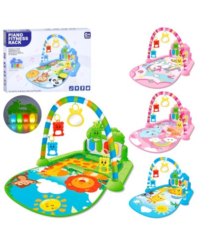 Килимок для немовлят 72х47 см музичний зі світлом, дугою, підвісками, дзеркальцем та піаніно, на батарейці, в асортименті, у коробці 44х30,5х7,5 см