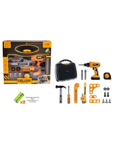 Іграшковий набір інструментів з 19 елементів у чемодані, на батарейці, у коробці 30,5х28х8 см