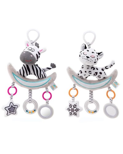 Підвіска «Африканська тваринка на місяці» 36 см музична з брязкальцем, дзеркалом та пискавкою, шарудить, на батарейці в асортименті, у пакеті 22х21х5 см