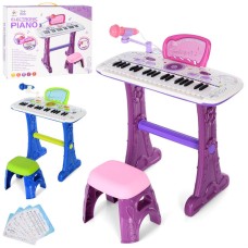 Синтезатор 50х24х58 см музичний на 37 клавіш з мікрофоном, записом та стільчиком 24х18х18 см, на батарейці, у коробці 50,5х41,5х8,5 см