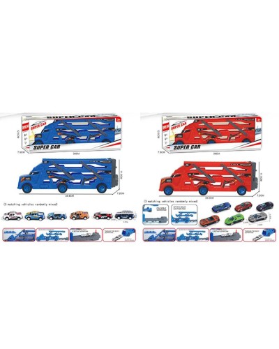 Трейлер 35,5 см з рухомими деталями та 3 машинками, в асортименті, у коробці 35,5х12х7,5 см