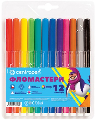 Фломастери на 12 кольорів, ТМ Centropen