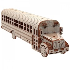Дерев'яний 3D-конструктор «Шкільний автобус» на 107 деталей у коробці 24х18х3 см, ТМ Умняшка