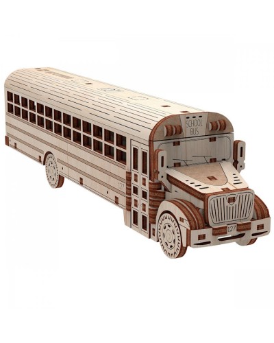 Дерев'яний 3D-конструктор «Шкільний автобус» на 107 деталей у коробці 24х18х3 см, ТМ Умняшка