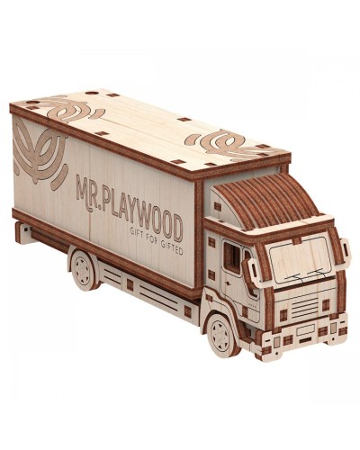 Дерев'яний 3D-конструктор «Вантажівка» на 62 деталі у коробці 24х18х3 см, ТМ Умняшка
