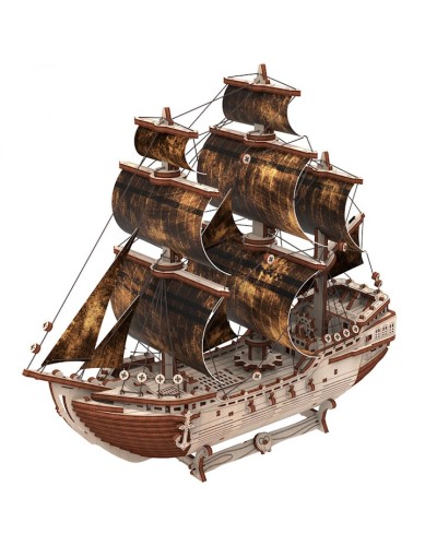Дерев'яний 3D-конструктор «Піратський корабль» на 156 деталей у коробці 36х18х3 см, ТМ Умняшка