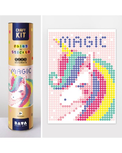 Картина за номерами «Єдиноріг» з наліпками 1200 стікерів, у тубусі 33х48 см, ТМ Умняшка