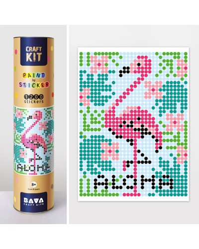 Картина за номерами «Фламінго» з наліпками 1200 стікерів, у тубусі 33х48 см, ТМ Умняшка