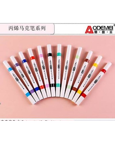 Набір акрилових скетчмаркерів «Aodemei» на 12 кольорів двусторонні, у пластиковому контейнері, ТМ J.Otten