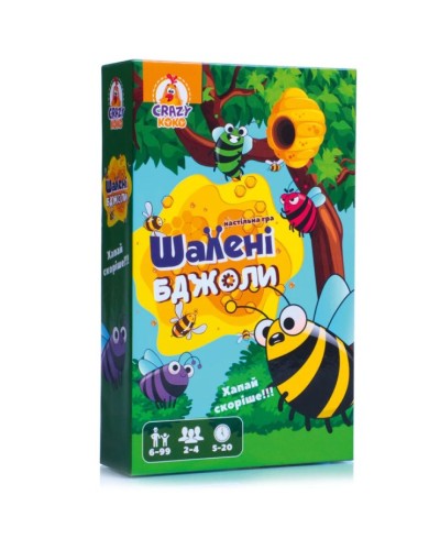 Гра настільна «Шалені бджоли» з 54 фішок, у коробці 11,5х4х18,5 см, ТМ Vlady Toys