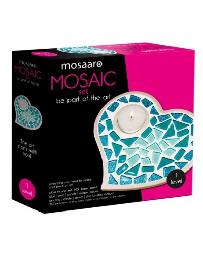 Набір для творчості «Кришталеве скло-мозаїка. Підсвічник-серце» з основи та додатковмих складових, у коробці 22х6х22 см, ТМ Vladi Toys