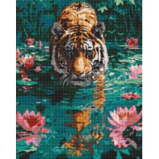 Набір з алмазною мозаїкою «Тигр на полюванні» 40х50 см, ТМ Ідейка