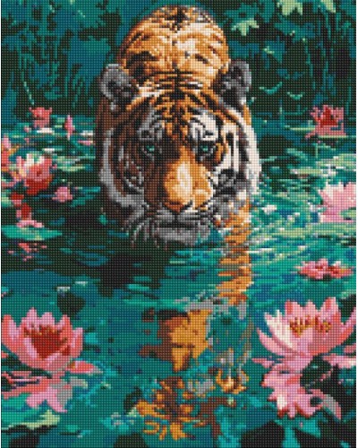 Набір з алмазною мозаїкою «Тигр на полюванні» 40х50 см, ТМ Ідейка