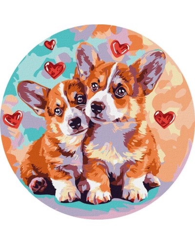Картина за номерами «Парочка коргі» d 26 см, ТМ Ідейка