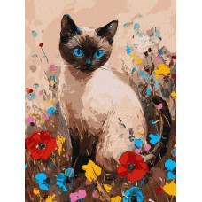 Картина за номерами «Кішечка у квітах» 30х40 см, ТМ Ідейка