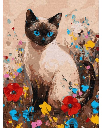 Картина за номерами «Кішечка у квітах» 30х40 см, ТМ Ідейка