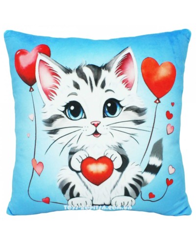 М`яка іграшка-подушка «Кіт 1» 32х32 см з принтом 2, ПП Копиця