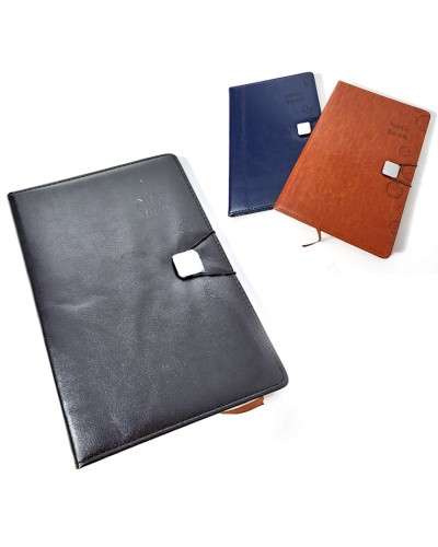 Блокнот А5 на 98 аркушів у клітинку на кнопці з обкладинкою зі шкірзаму, ТМ Leader