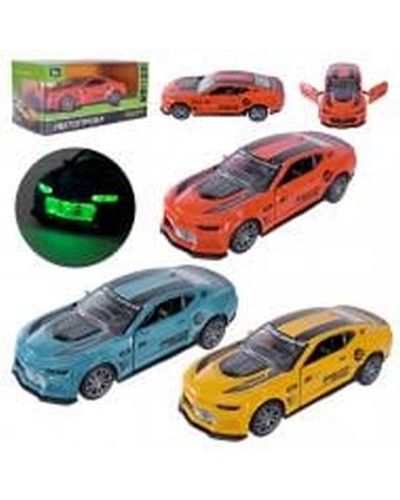 Машина 12 см 1:32 металева зі світлом та дверима, що відчиняються, на батарейці, в асортименті, у коробці 15х6,5х7 см, АВТОПРОМ