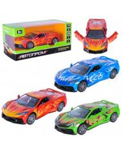 Машина 12 см 1:32 металева зі світлом та дверима, що відчиняються, на батарейці, в асортименті, у коробці 15х6,5х7 см, АВТОПРОМ