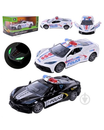 Машина 12 см 1:32 металева зі світлом та дверима, що відчиняються, на батарейці, в асортименті, у коробці 15х6,5х7 см, АВТОПРОМ