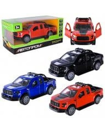 Машина 12 см 1:32 металева зі світлом та дверима, що відчиняються, на батарейці, в асортименті, у коробці 15х6,5х7 см, АВТОПРОМ