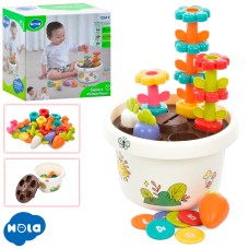 Сортер «Рослина в горщику» 5 в 1 з фігурками квітів та овочів, у коробці 18х18х12 см