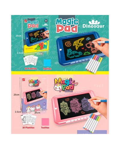 Дошка для малювання 19х25 см зі світлом на 30 карток та 6 фломастерів, на батарейці, в асортименті, у коробці 20х26х2,5 см