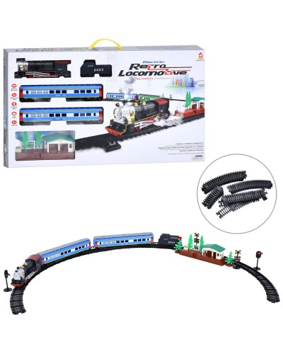 Залізниця 163х94 см зі звуком та світлом з локомотива та 3 вагонів, на батарейці, у коробці 65х36,5х6,5 см