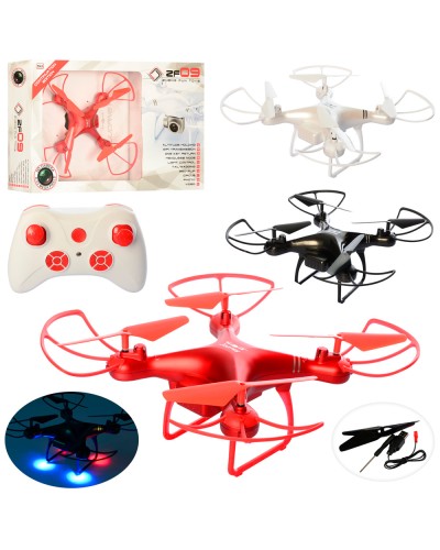 Квадрокоптер 32 см р/к на акумуляторі зі світлом та запасними лопостями, в асортименті, у коробці 50х35х9 см