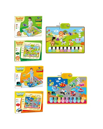 Килимок «Піаніно» 63х43-49 см музичний зі світлом, звуками тварин та регулятором гучності, в асортименті, у коробці 29х21,5х5 см