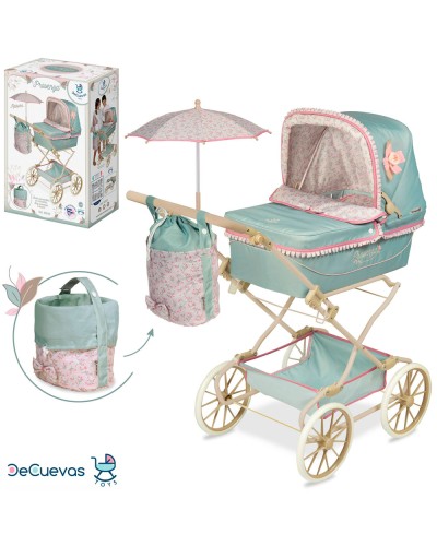 Візочок для ляльки 90х40х90 см класичний металевий з кошиком, подушкою та парасолькою, у коробці 42х60х24 см
