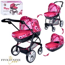 Візочок для ляльки 39х65х67 см 2 в 1 металевий з люлькою-переноскою та регульованою ручкою, у коробці 56х35х22 см