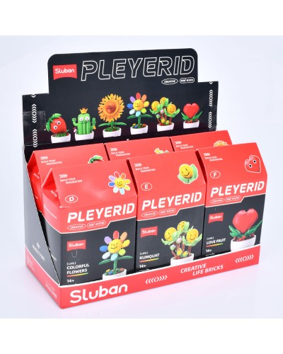 Конструктор «Рослинка у горщику», в асортименті, у коробці 13х9х16 см, по 6 шт у дисплеї 28х16х13 см, Sluban