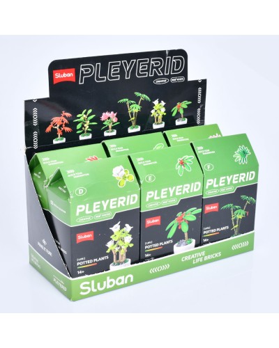 Конструктор «Кімнатна рослинка», в асортименті, у коробці 13х9х16 см, по 6 шт у дисплеї 28х16х13 см, Sluban